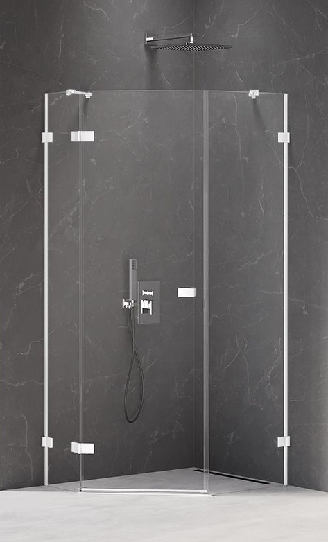 New Trendy Avexa White Kabina Pięciokątna Asymetryczna L 100x80x200 Czyste 6mm Active Shield (EXK-3871)